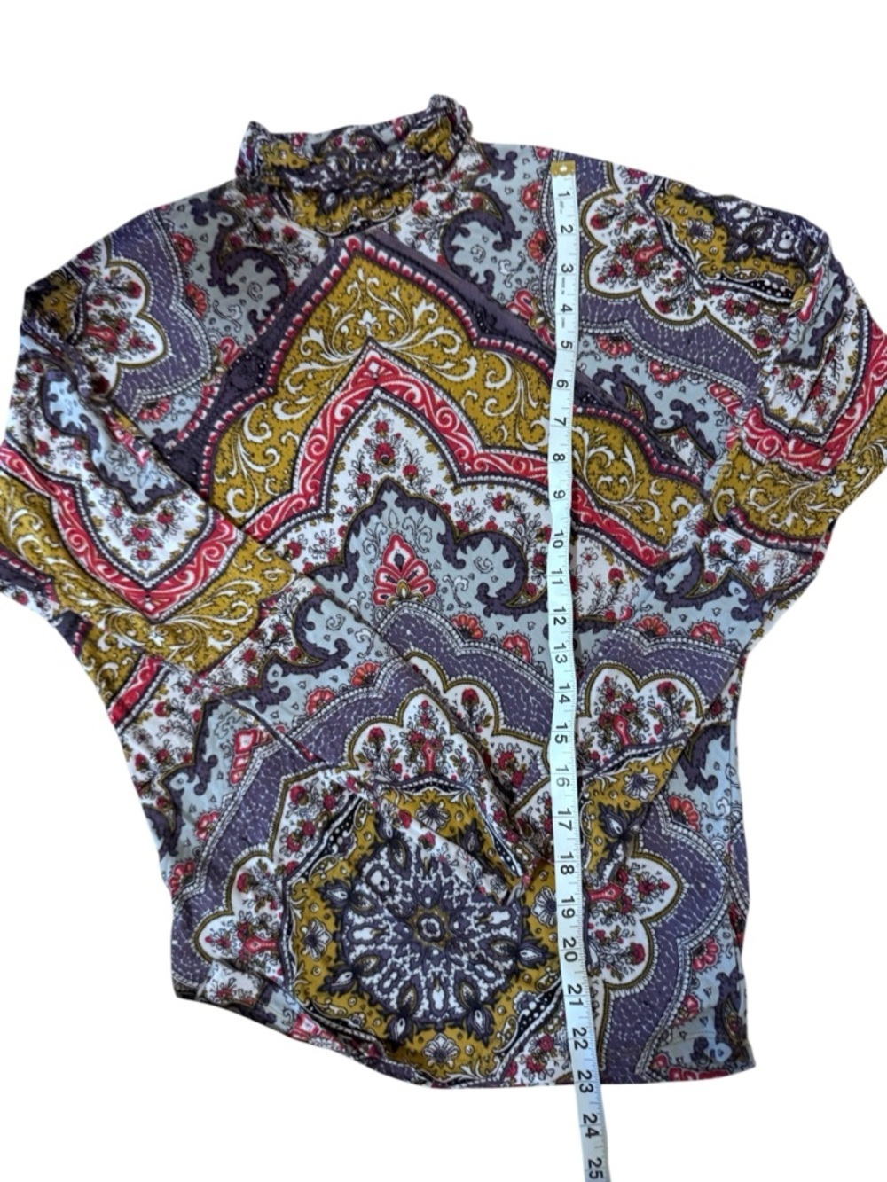 Free People Paisley Turtleneck Long-Sleeve Top in Blue, Gold & Pink - Picture 5 of 10